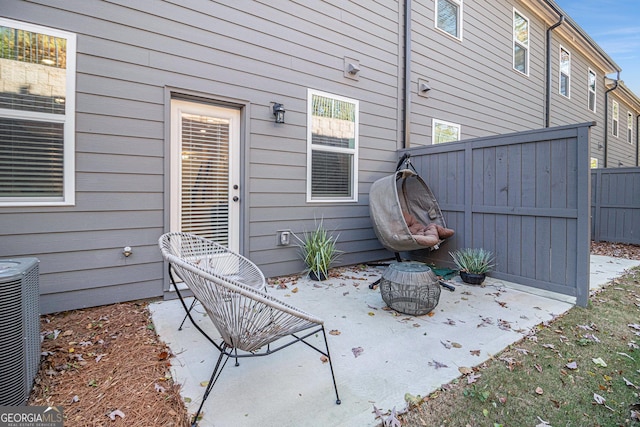 view of patio featuring central AC