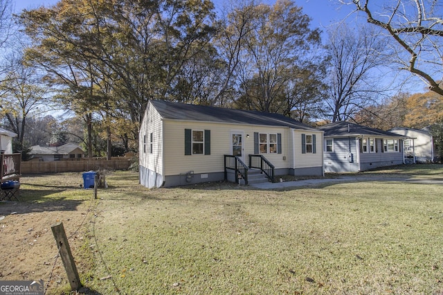 view of front of house with a front yard