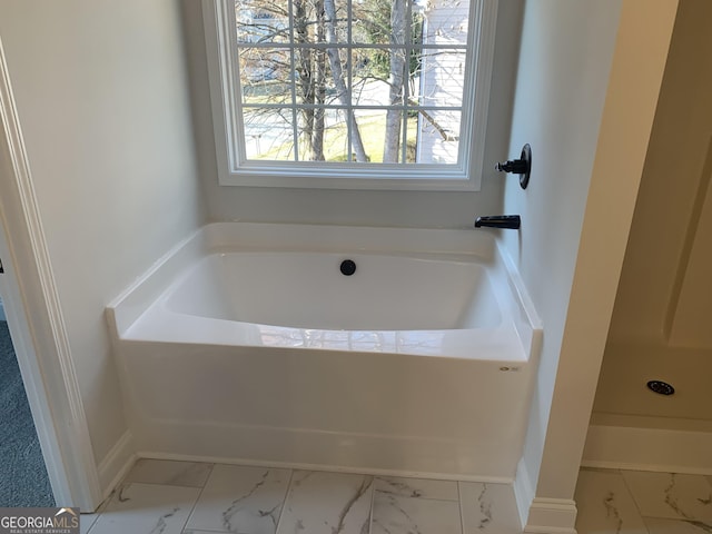 bathroom featuring a washtub