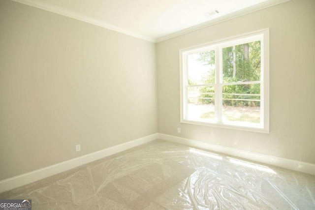 spare room with crown molding