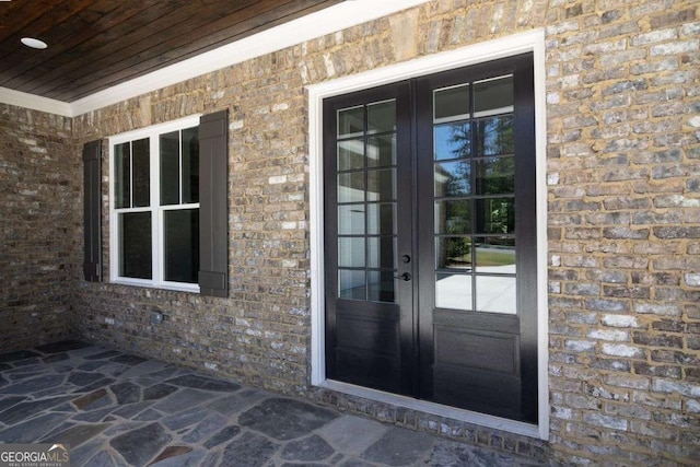 view of exterior entry with french doors