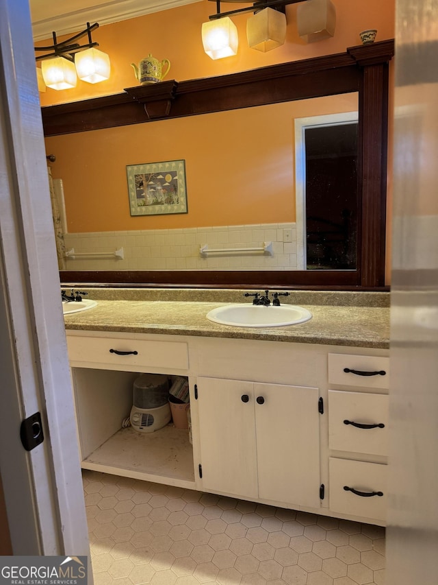 bathroom featuring vanity and tile patterned floors