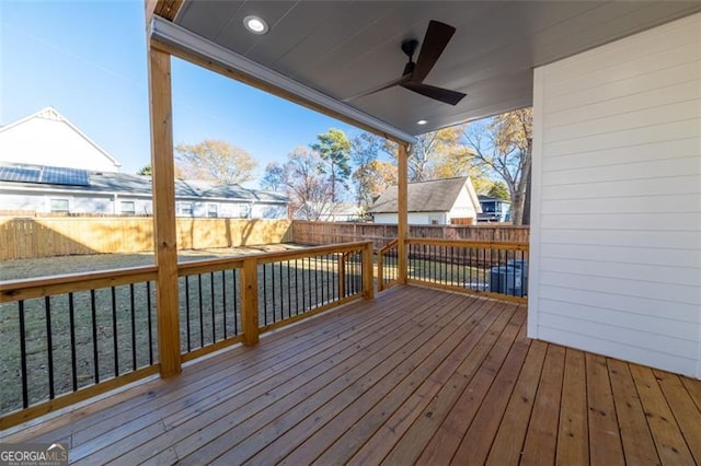 wooden terrace with ceiling fan