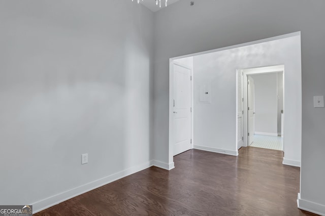 spare room featuring dark hardwood / wood-style floors