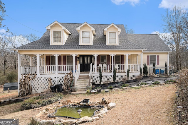 view of front facade featuring covered porch