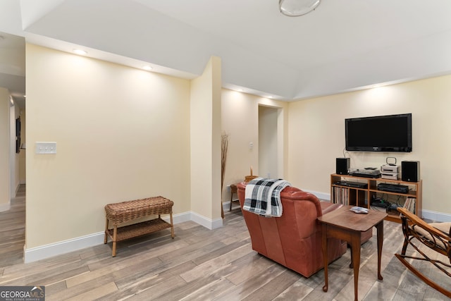 living room with hardwood / wood-style floors