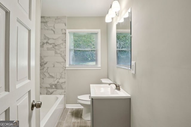 full bathroom featuring vanity, toilet, and shower / bath combination