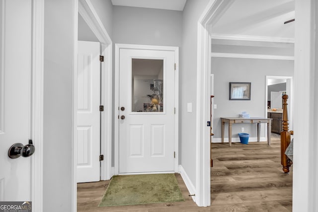 foyer entrance featuring light wood-type flooring