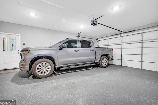 garage with a garage door opener