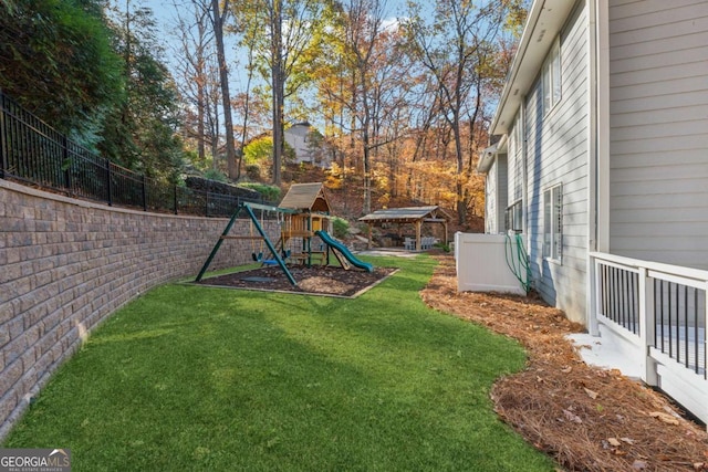 view of yard featuring a playground