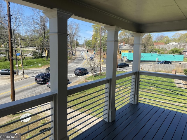 wooden terrace with covered porch