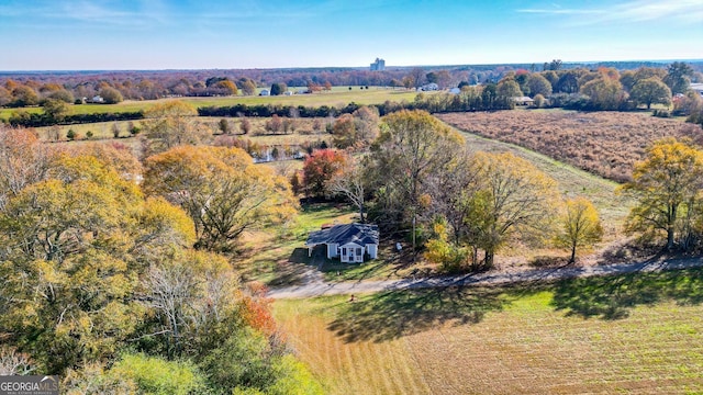 aerial view featuring a rural view