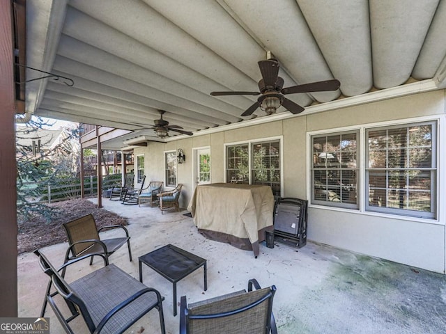 view of patio / terrace featuring ceiling fan