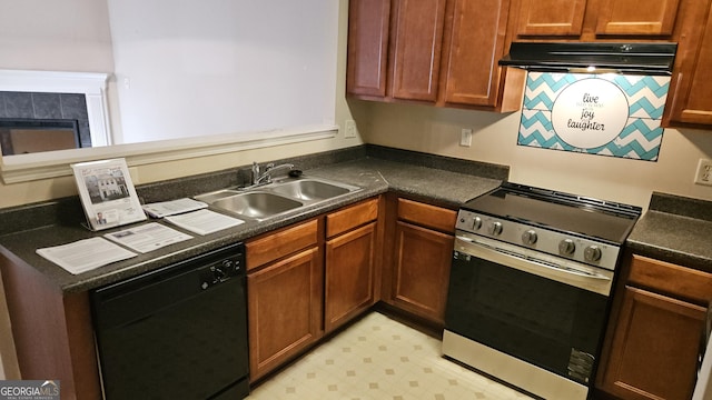 kitchen featuring stainless steel electric stove, dishwasher, and sink