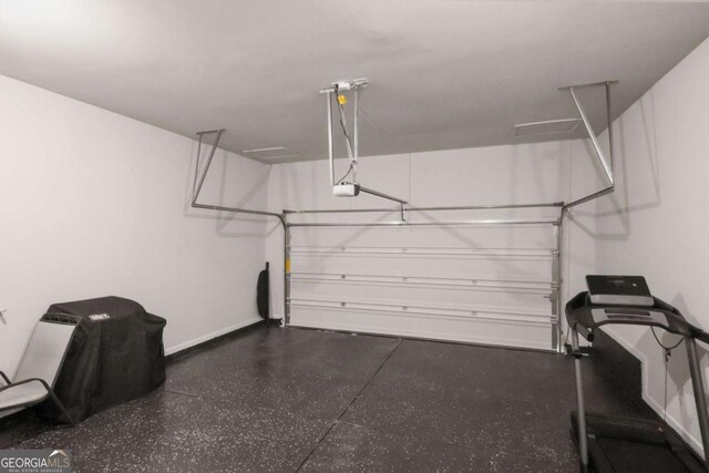 garage with a garage door opener