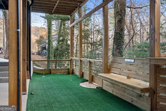 view of unfurnished sunroom