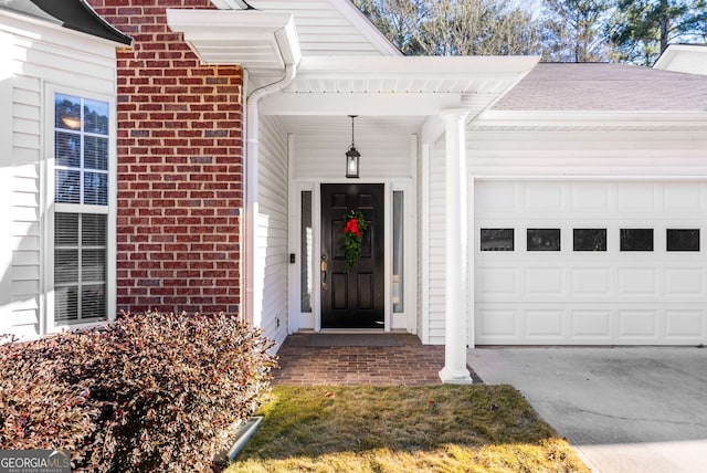 property entrance featuring a garage