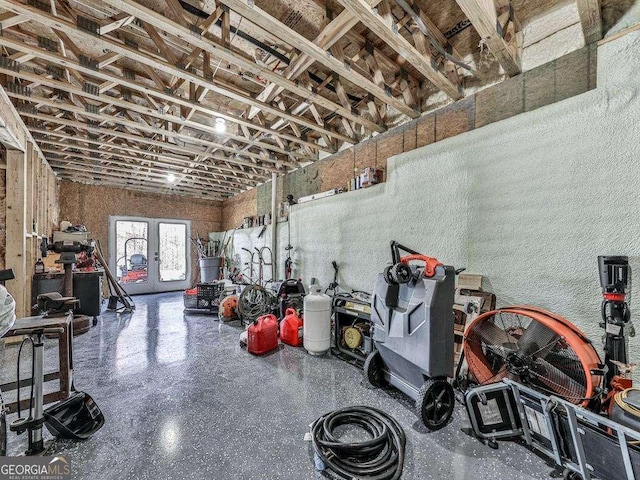 garage with french doors