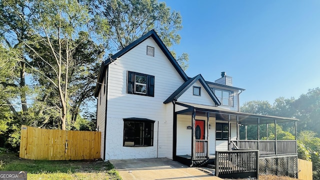 view of front of property with a porch