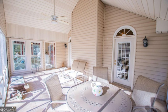 view of patio / terrace featuring ceiling fan