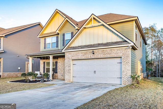 craftsman inspired home featuring a garage