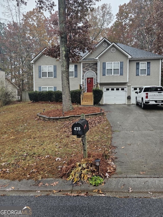 bi-level home with a garage