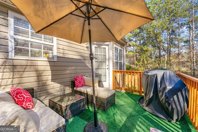 deck featuring area for grilling