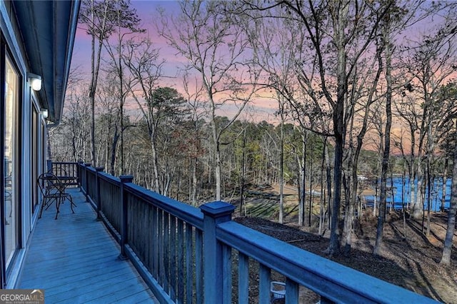 wooden balcony with a wooden deck