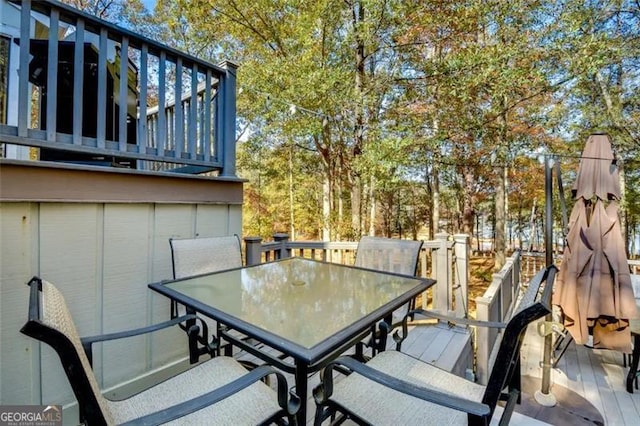 view of patio with a wooden deck