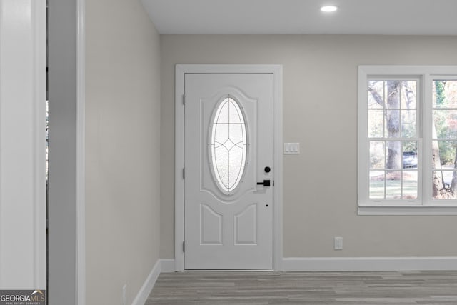 entryway with light wood-type flooring