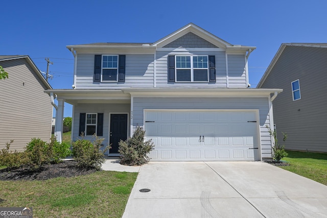 front facade with a garage