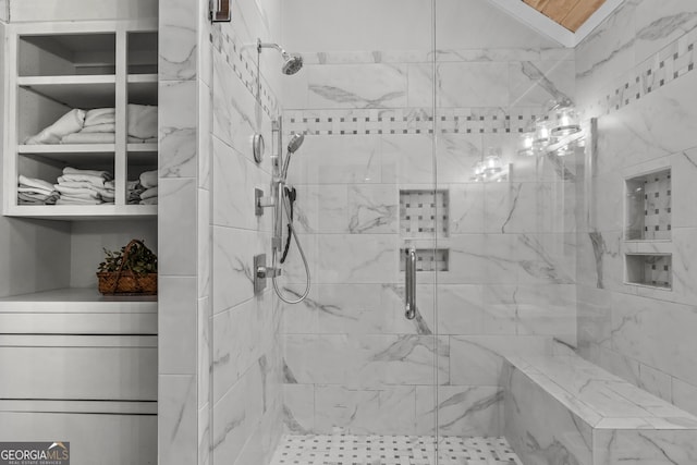 bathroom featuring walk in shower