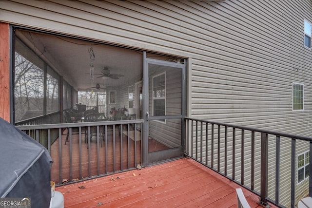 deck featuring ceiling fan