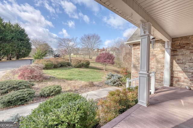 view of yard with a porch