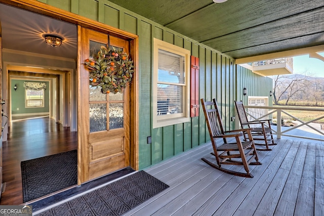 deck featuring covered porch