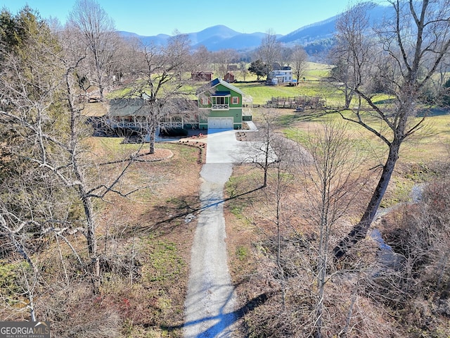 aerial view featuring a mountain view