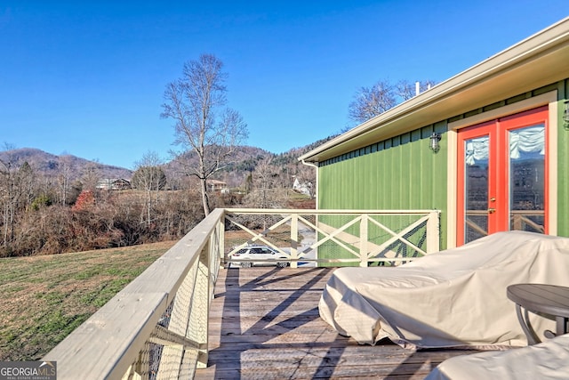 deck featuring a mountain view