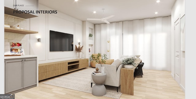 living room featuring light hardwood / wood-style floors