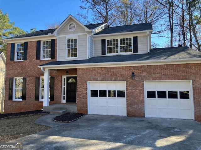 view of front facade with a garage