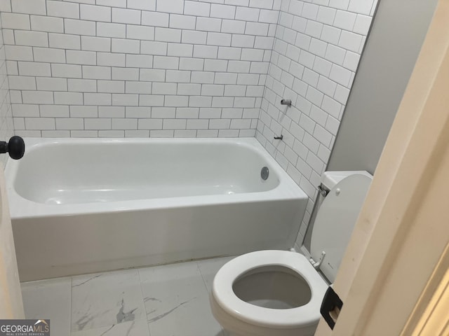 bathroom with separate shower and tub and toilet