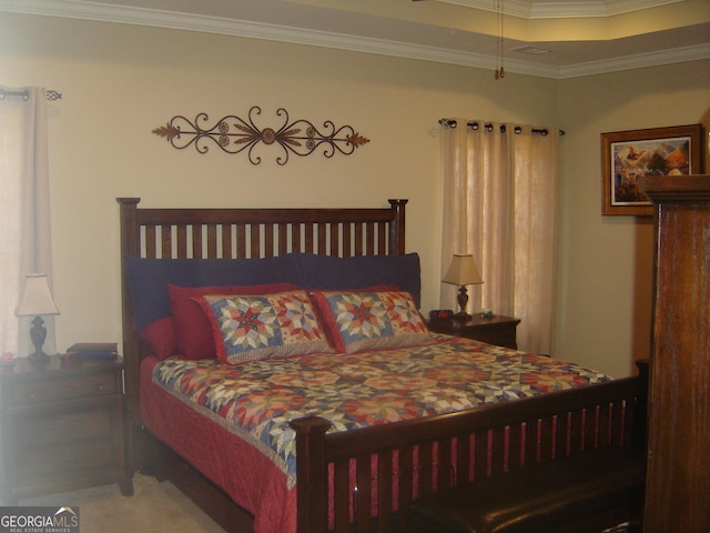 bedroom featuring ornamental molding