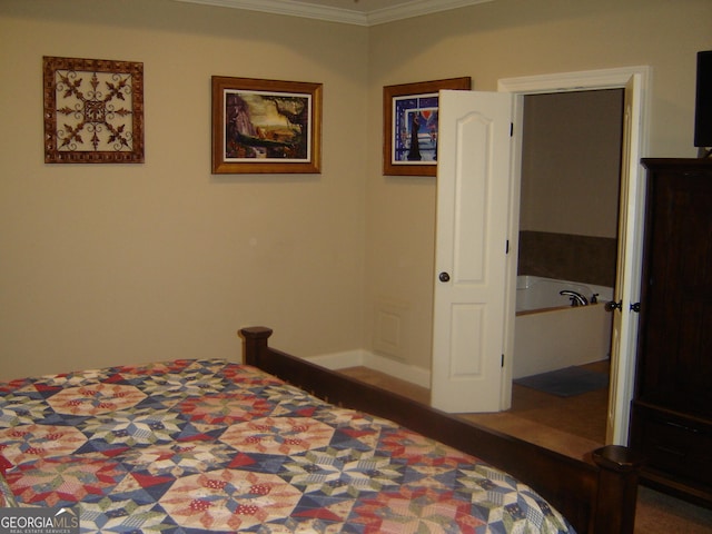 bedroom featuring crown molding