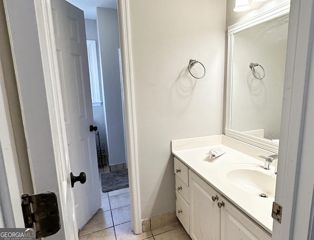 bathroom featuring vanity and tile patterned flooring