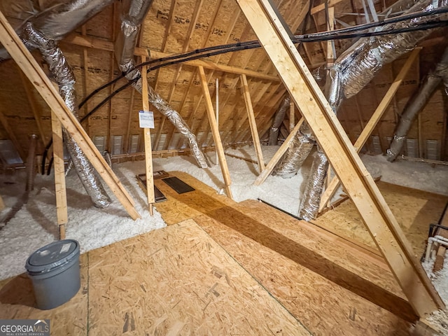 view of unfinished attic