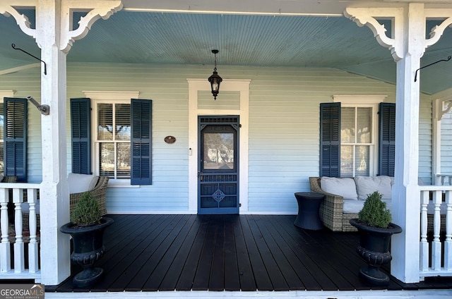 wooden deck with covered porch