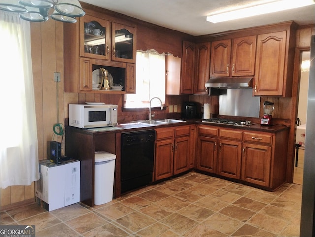 kitchen featuring stainless steel gas stovetop, dishwasher, and sink