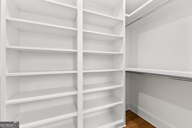 walk in closet featuring wood finished floors