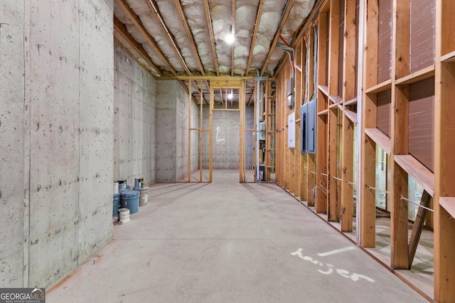 unfinished below grade area featuring electric panel