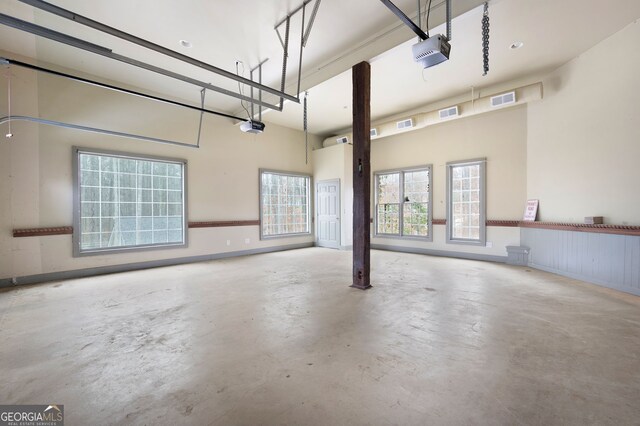 garage with a garage door opener