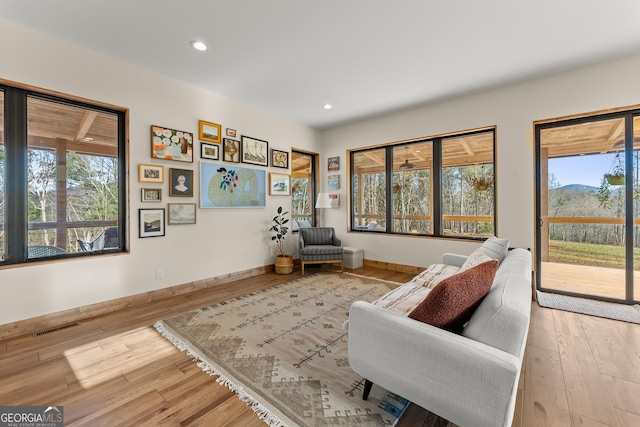 living area with light wood-type flooring